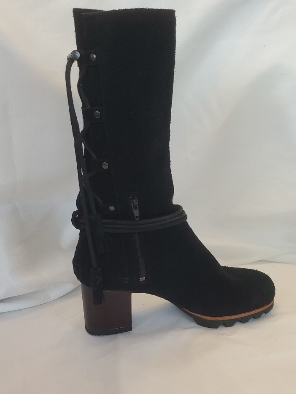 SOREL Farah Mid Calf Boots Black Suede Women's 7 - Picture 4 of 10